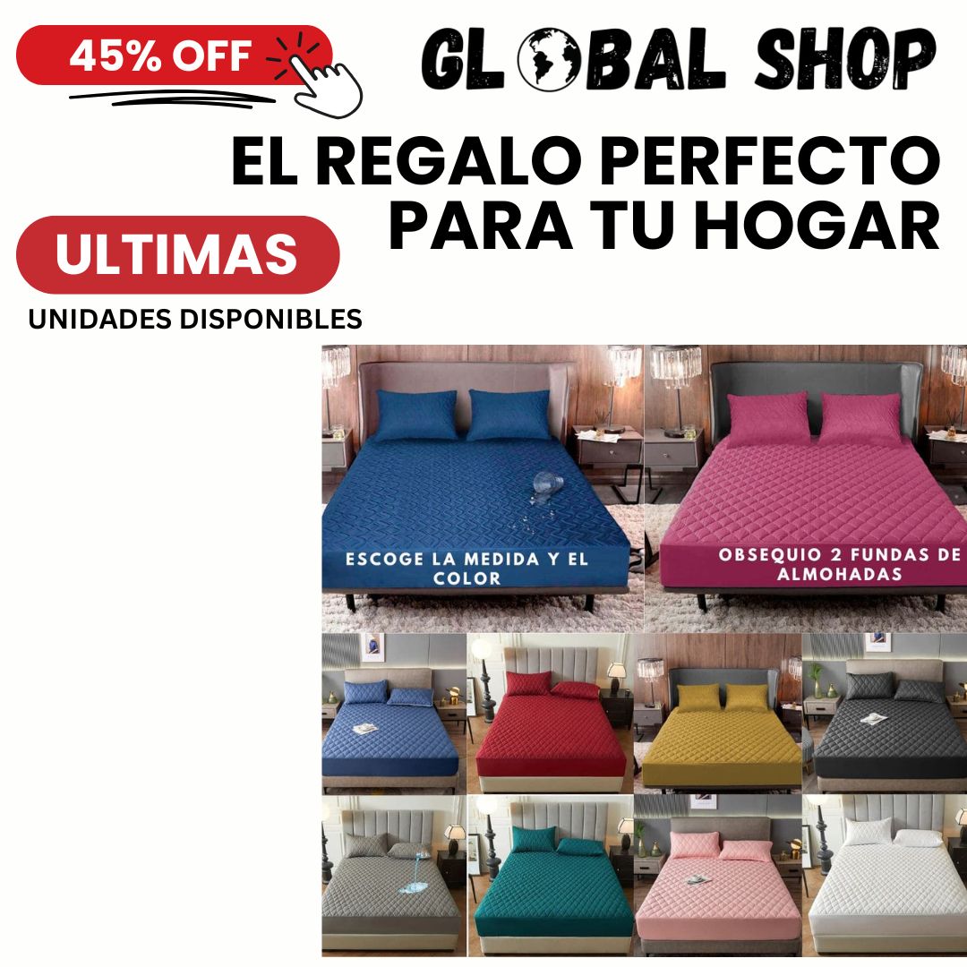 Protector de Colchón Antifluido y acolchado + 2 Fundas